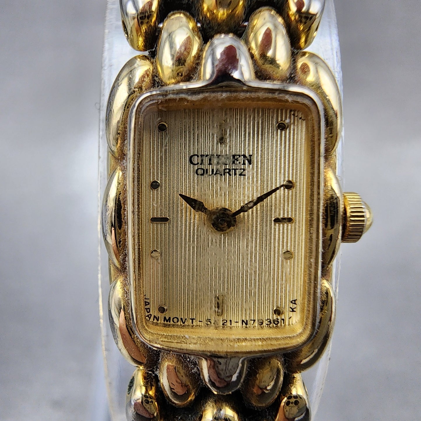 Citizen Tank Watch Women 13mm Champagne Dial Gold Tone 5421S89012 New Battery1