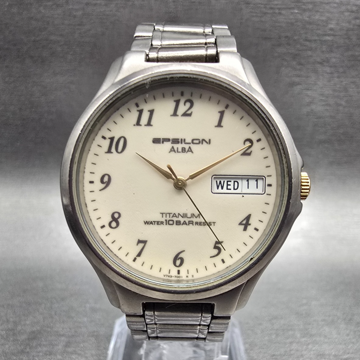 Seiko Alba Epsilon Watch Men 33mm Luminous Dial Titanium V743-7001 New Battery0