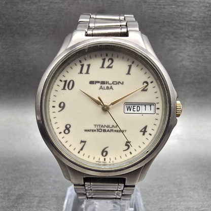 Seiko Alba Epsilon Watch Men 33mm Luminous Dial Titanium V743-7001 New Battery0