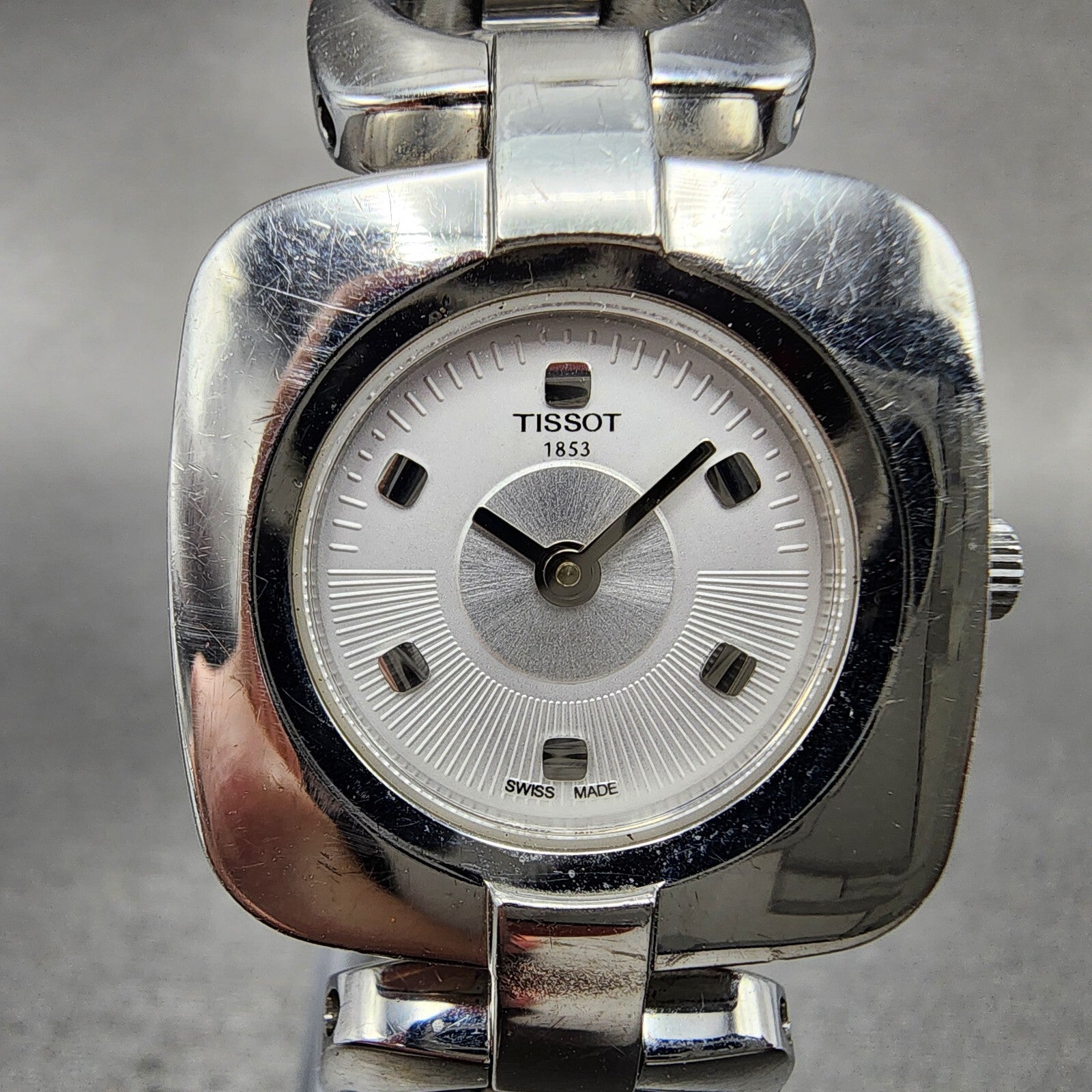 Tissot OdaciT Watch Women 26mm White Dial Stainless Steel Square New Battery1