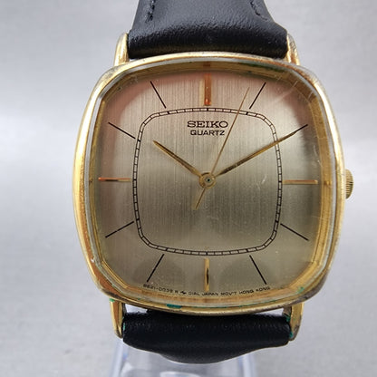 Seiko Watch Men 30mm Champagne Dial Gold Tone Rectangle 86215009 New Battery1