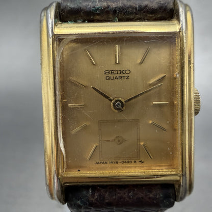 Seiko Tank Watch Women 18mm Gold Dial Gold Tone Small Seconds 1428-5160 NewBat A1
