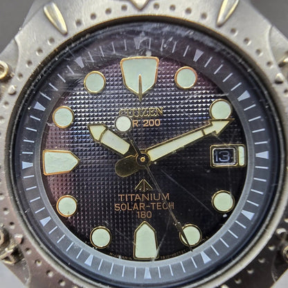 Citizen Eco-Drive Dive Watch Men 41mm Black Dial Titanium Date 7875-H04945 Runs1