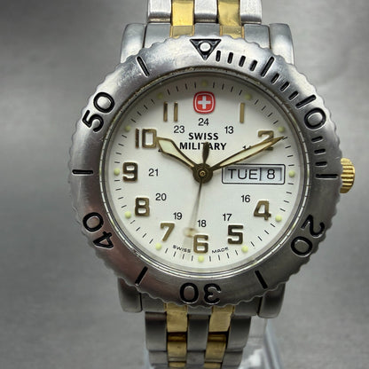 Swiss Military Watch Women 29mm White Dial Two Tone Daydate 091.1410 New Battery0