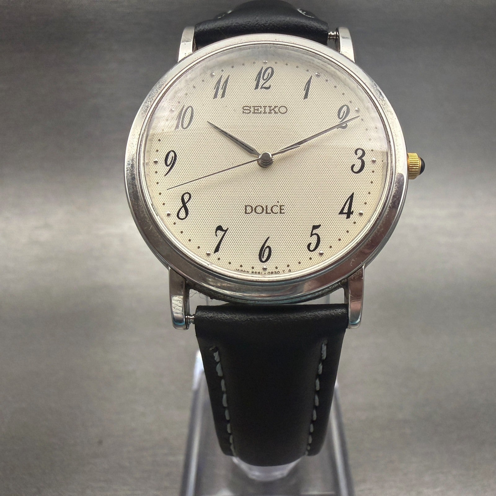 Seiko Dolce Watch Men 32mm White Dial Silver Tone Round 5E61-0A80 New Battery5