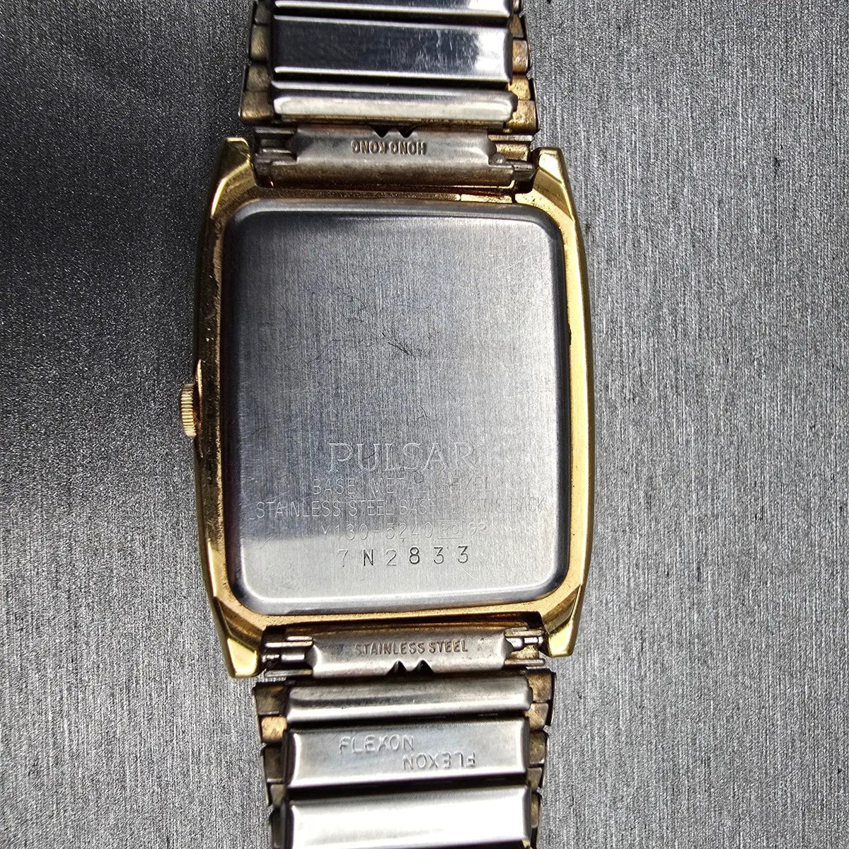 Seiko Pulsar Watch Men 27mm Champagne Dial Gold Tone Rectangle Y130-5240 New Bat10