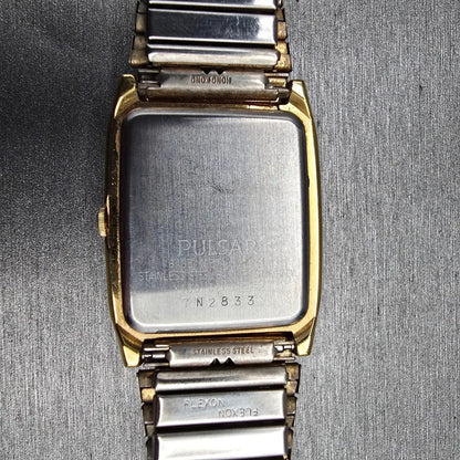 Seiko Pulsar Watch Men 27mm Champagne Dial Gold Tone Rectangle Y130-5240 New Bat10