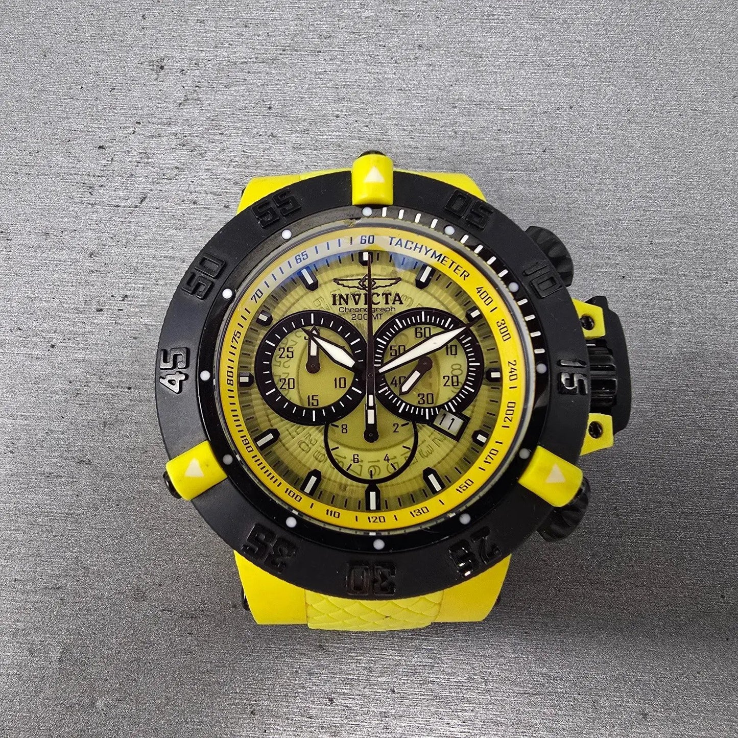 Invicta Sub Aqua Noma Chronograph Watch Men 50mm Yellow Dial Yellow Tone New Bat1