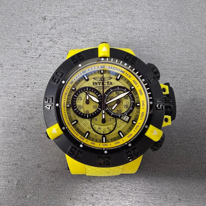 Invicta Sub Aqua Noma Chronograph Watch Men 50mm Yellow Dial Yellow Tone New Bat1