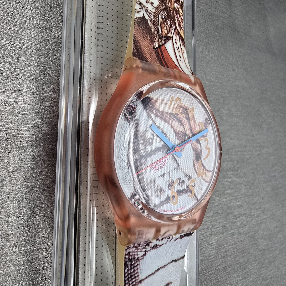 Swatch Masquerade Watch Men 34mm White Dial Pink Case GP105 New Battery NOS READ4