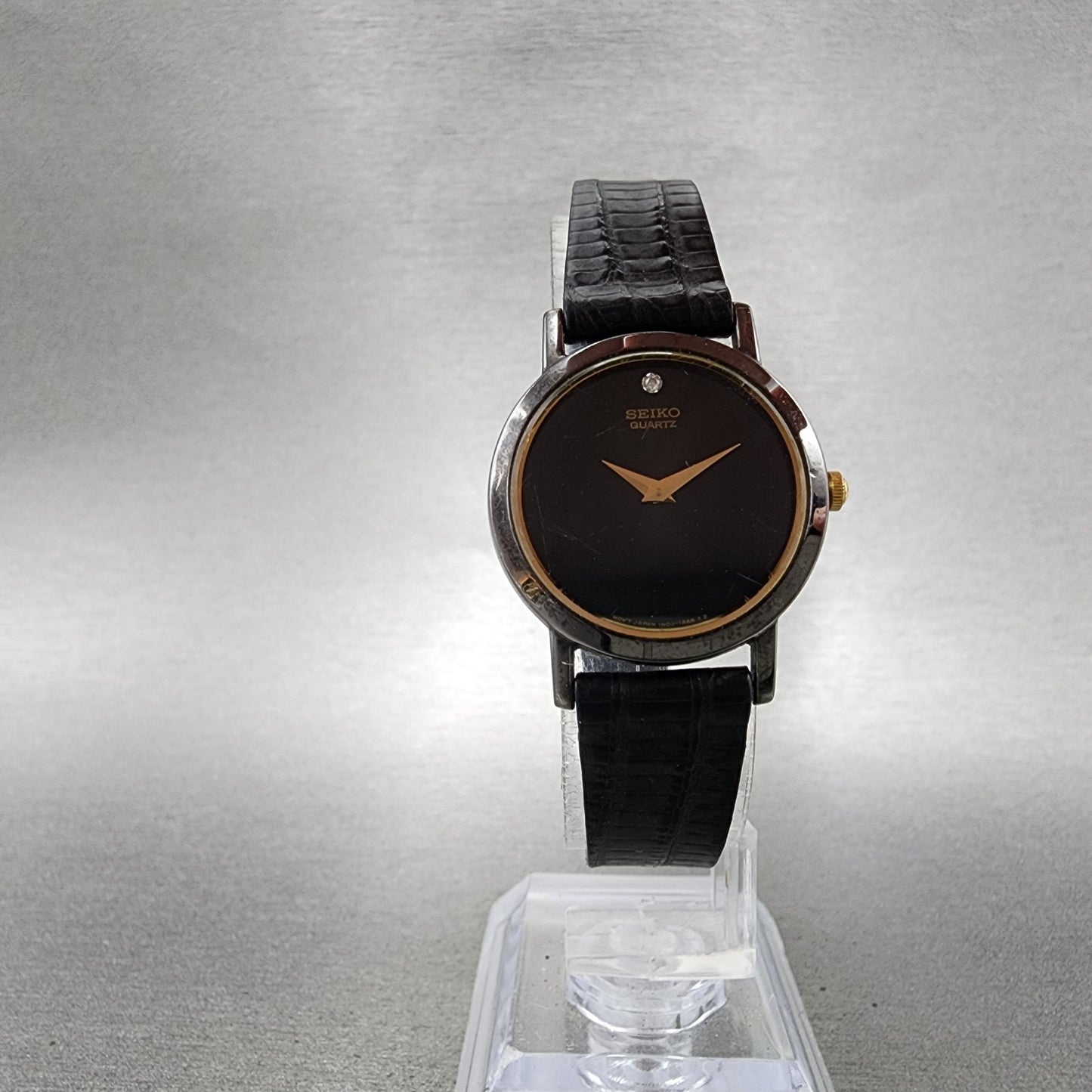 Seiko Watch Women 25mm Black Dial Black Tone Round 1N000C99 New battery VTG5