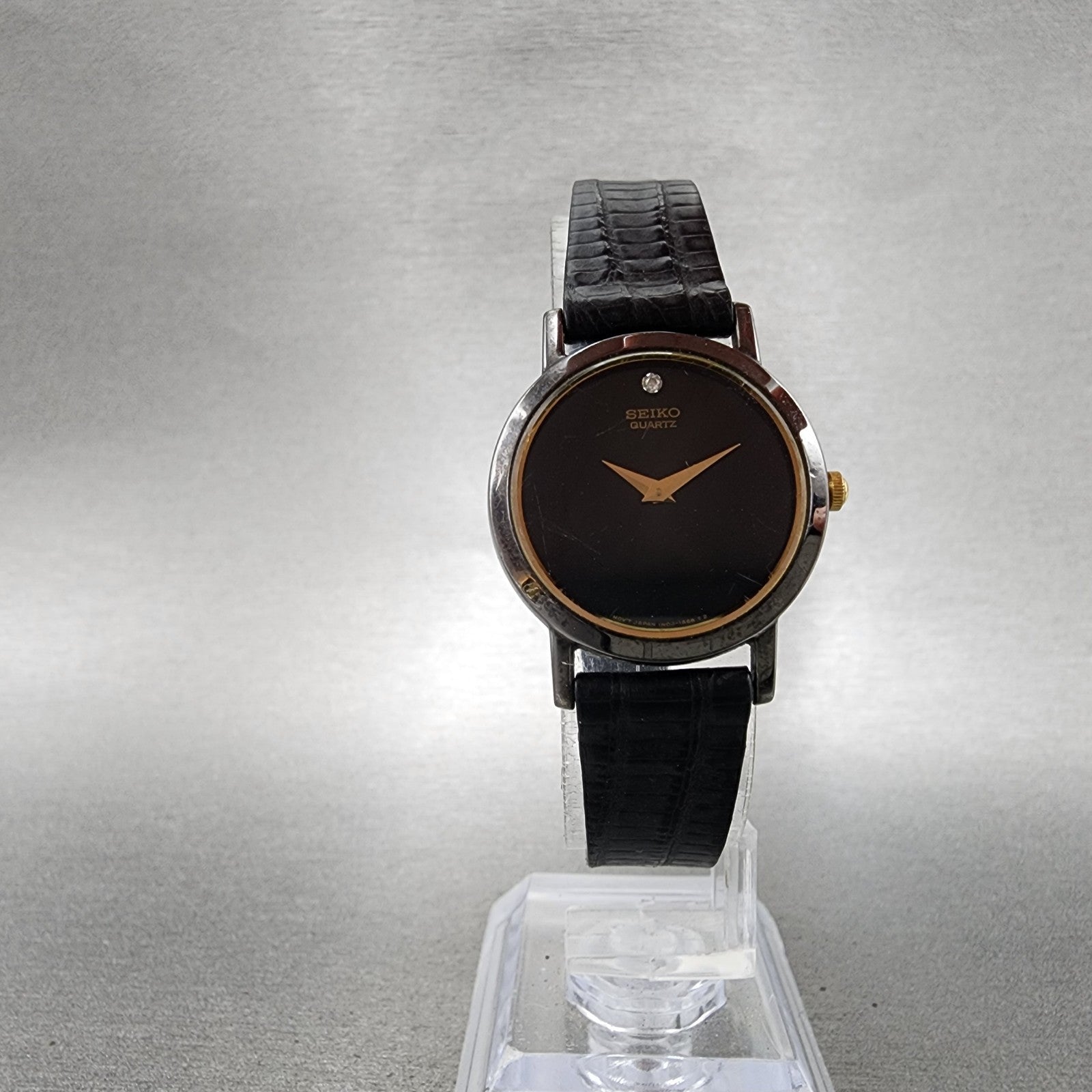 Seiko Watch Women 25mm Black Dial Black Tone Round 1N000C99 New battery VTG5