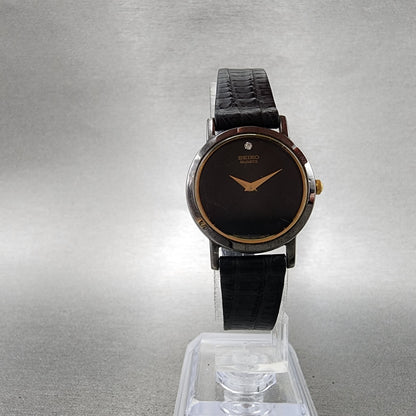 Seiko Watch Women 25mm Black Dial Black Tone Round 1N000C99 New battery VTG5