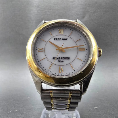 Citizen Free Way Solar Watch Men 35mm White Dial Two Tone 5080-A42365 Runs JDM5