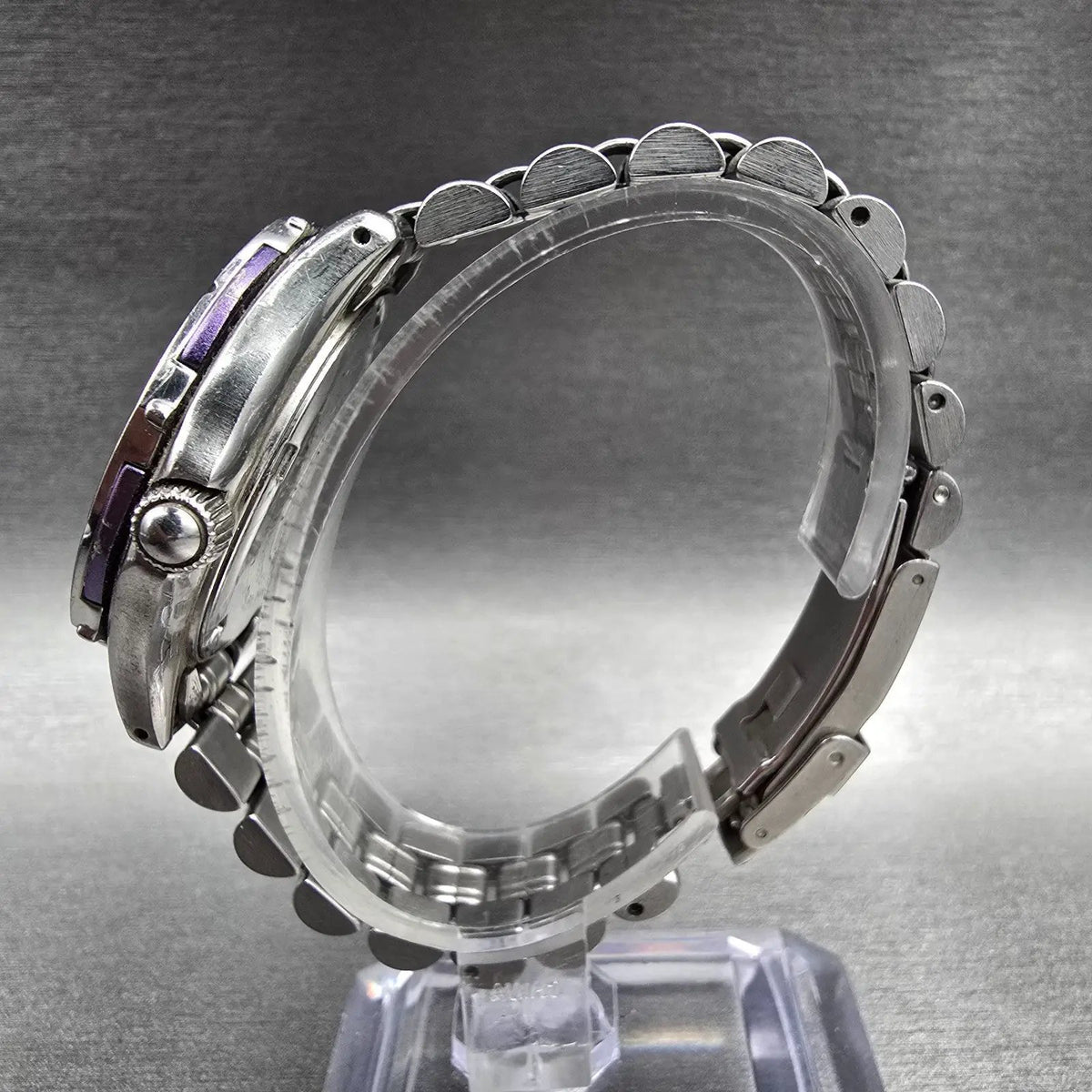 Seiko Scuba Watch Men 36mm Purple Dial Silver Date Round 7N35-6010 New Battery6