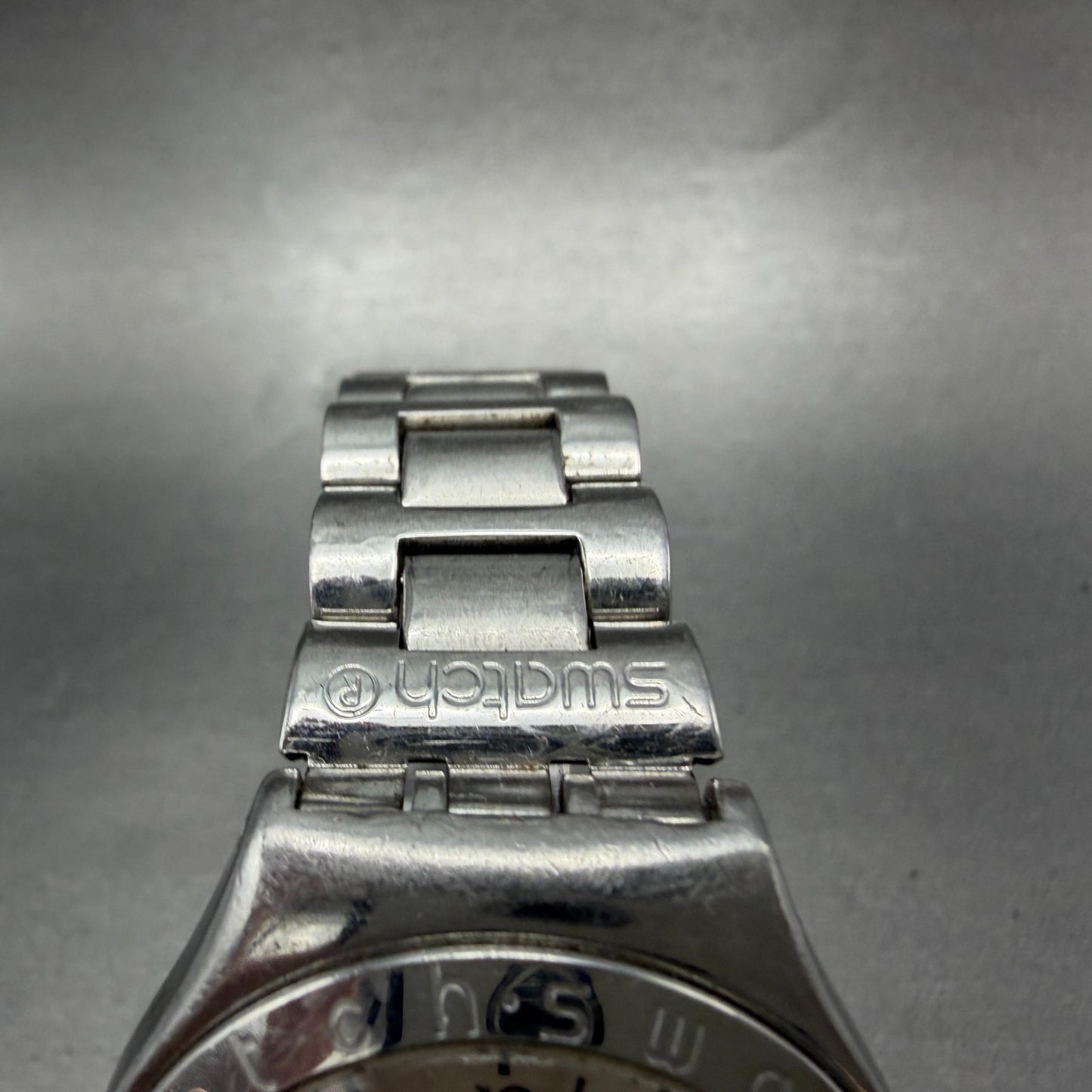 Swatch irony Big Landscape Watch Unisex 37mm White Dial Steel YGS715 New Battery4