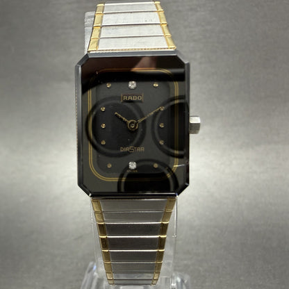 Rado Diastar Watch Women 18mm Black Dial Two Tone Rectangle 153.1016.3 New Batt0
