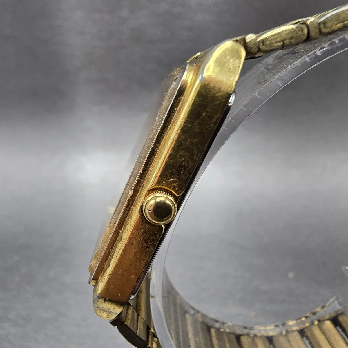 Seiko Tank Watch Men 26mm Champagne Dial Gold Rectangle V701-5J00 PARTS VTG3