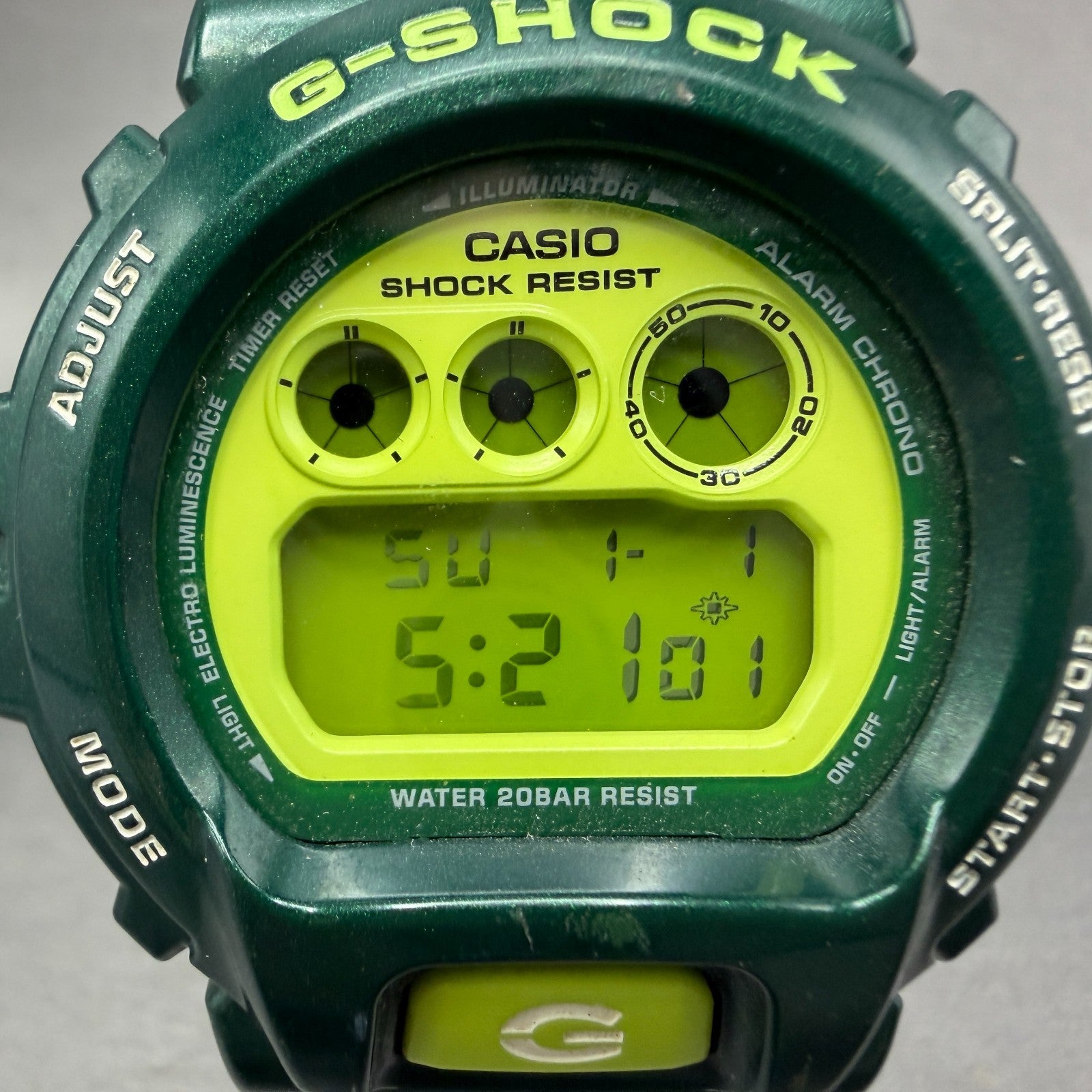 Casio G-Shock DW-6900CC Watch Men 50mm Digital LCD Green  Alarm Chrono New Batt1