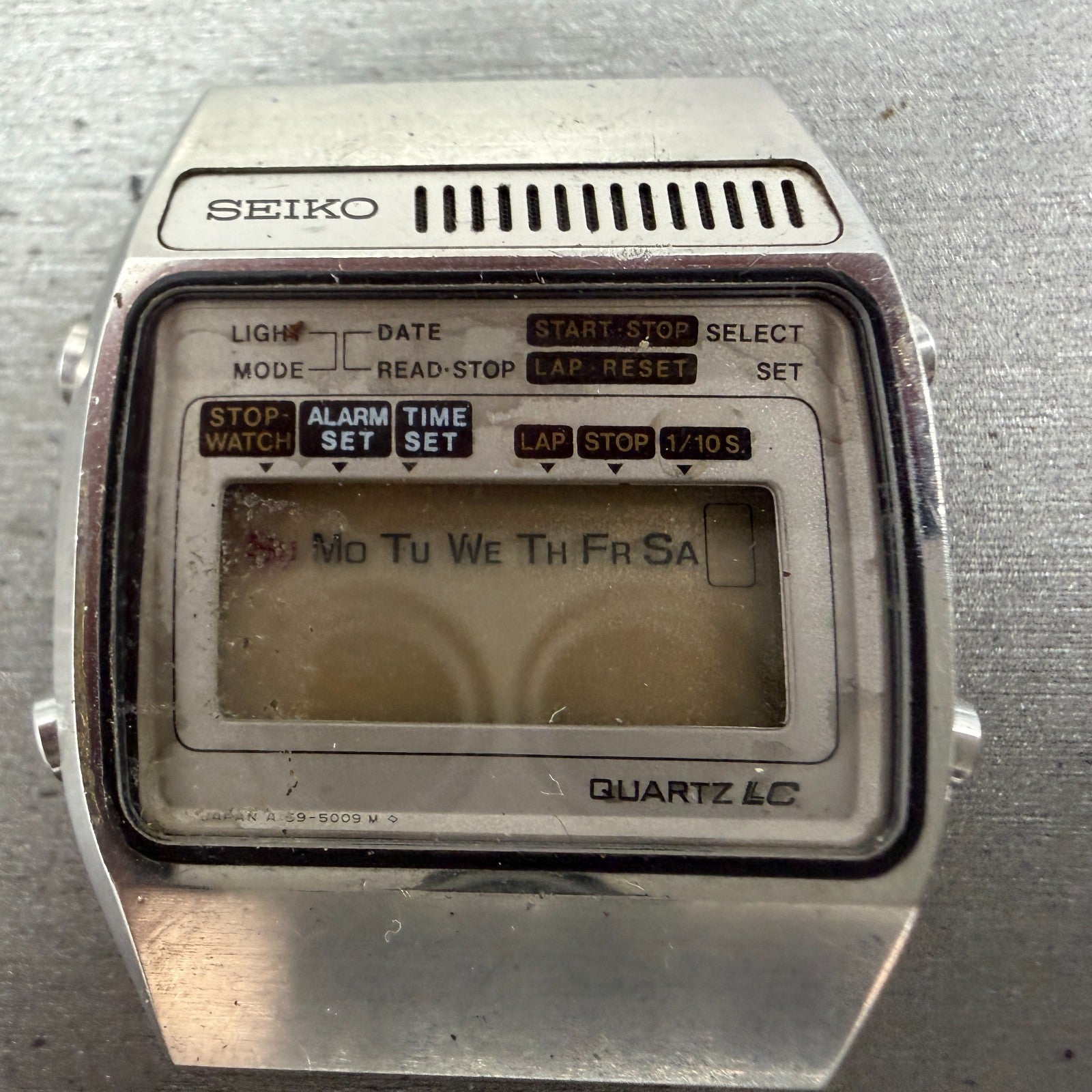 Seiko Digital Watch Men 35mm Digital Silver Alarm Chrono Silver A159-5009 PARTS2