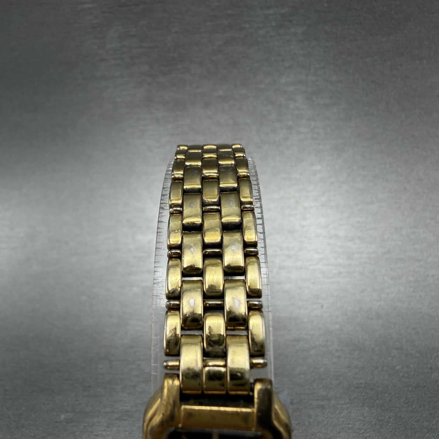 Seiko Tank Watch Women 17mm Black Dial Gold Tone Rectangle V400-5498 New Batt HJ4