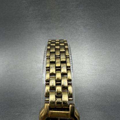 Seiko Tank Watch Women 17mm Black Dial Gold Tone Rectangle V400-5498 New Batt HJ4
