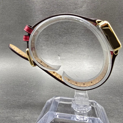 Coach Watch Women 22mm Red Dial Gold Tone Square 14504226 Leather New Battery8