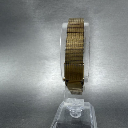 Seiko Tank Watch Women 18mm Champagne Dial Gold Tone 7323-5479 New Battery7