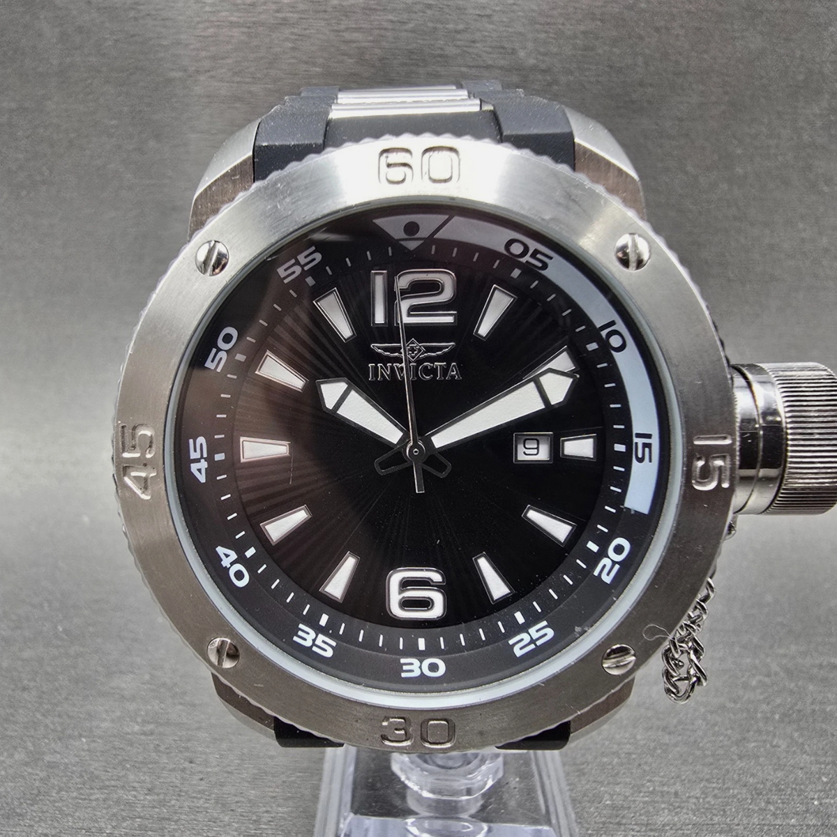 Invicta I-Force Dive Watch Men 51mm Black Dial Silver Date 12963 READ!! New Batt0