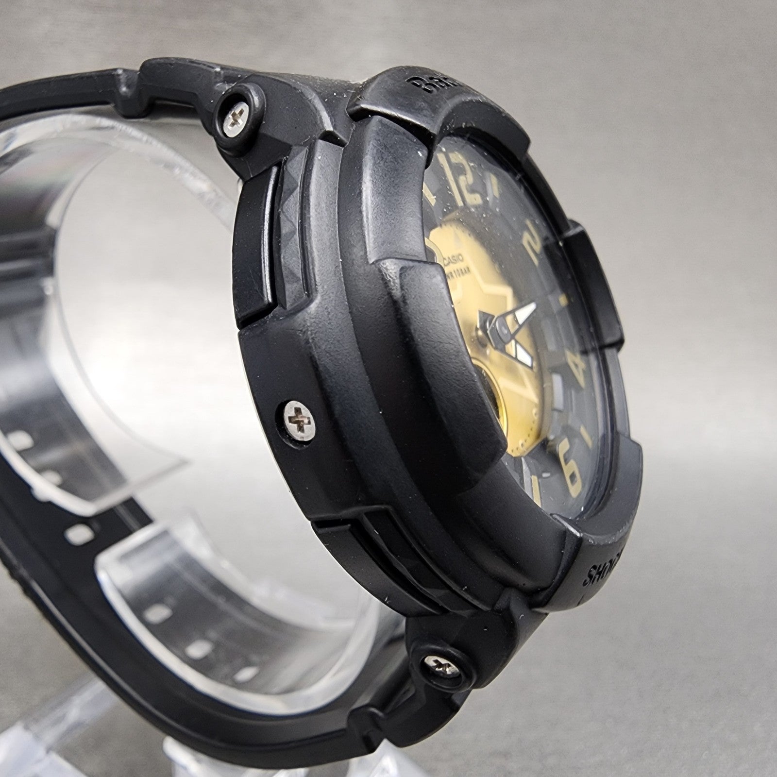 Casio BabyG BGA133 Watch Women 43mm Gold Dial Black Tone Analog Digital NewBat3