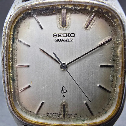 Seiko Watch Men 30mm White Dial Silver Tone Oval 7830-5210 JDM PARTS2