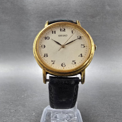 Seiko Watch Men 33mm Cream Dial Gold Tone Round Round V701-2A49 PARTS7