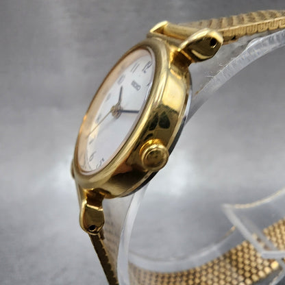Seiko Watch Women 22mm White Dial Gold Tone Round 4n210052 New Battery3