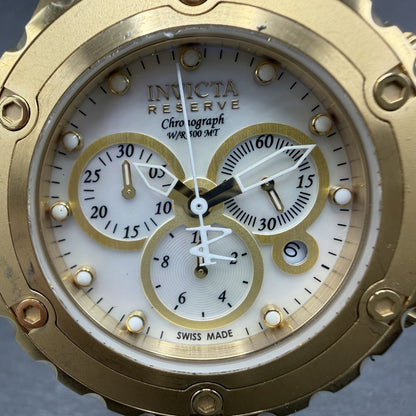 Invicta Reserve Chronograph Watch Men 44mm MOP Dial Gold Tone Date 0525 New Batt1