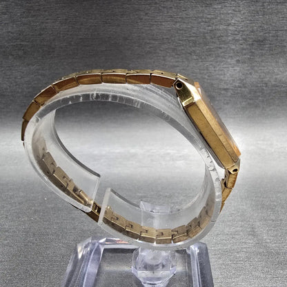 Seiko Watch Women 13mm Gold Dial Gold Tone Rectangle 1320-5940 New Battery JP8