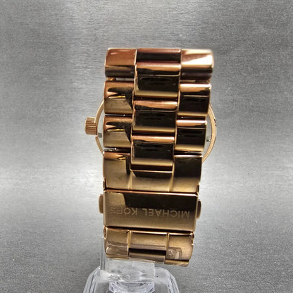 Michael Kors Runway Watch Women 45mm Pink Dial Rose Gold Tone MK-5661 NewBattery7