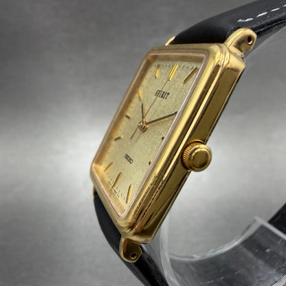 Seiko Spirit Tank Watch Men 26mm Champagne Dial Gold 5e21-5b50 New Battery HN72
