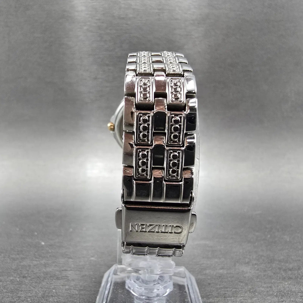 Eco-Drive Silhouette Crystal Watch Women 28mm White Dial Silver Date EW2340-58A7