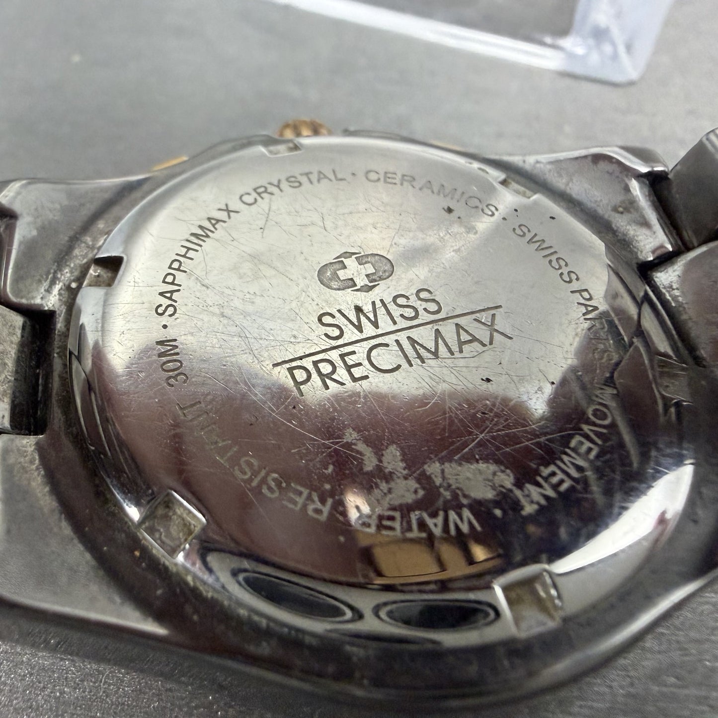 Swiss Precimax Chronograph Watch Women 38mm Black Dial Ceramic Date New Batt9
