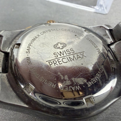 Swiss Precimax Chronograph Watch Women 38mm Black Dial Ceramic Date New Batt9