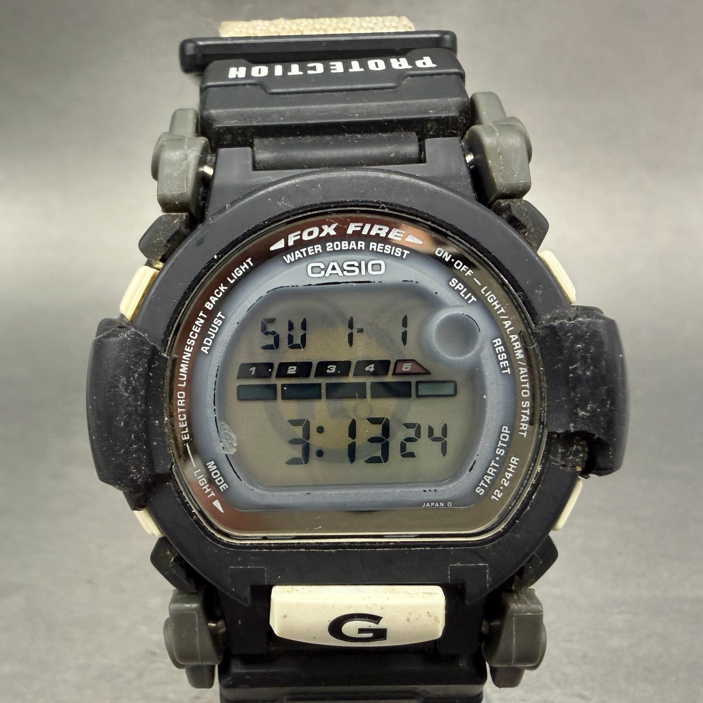 Casio G-Shock DW-002 Watch Men 48mm Digital Black White Round Fox Fire New Batt0