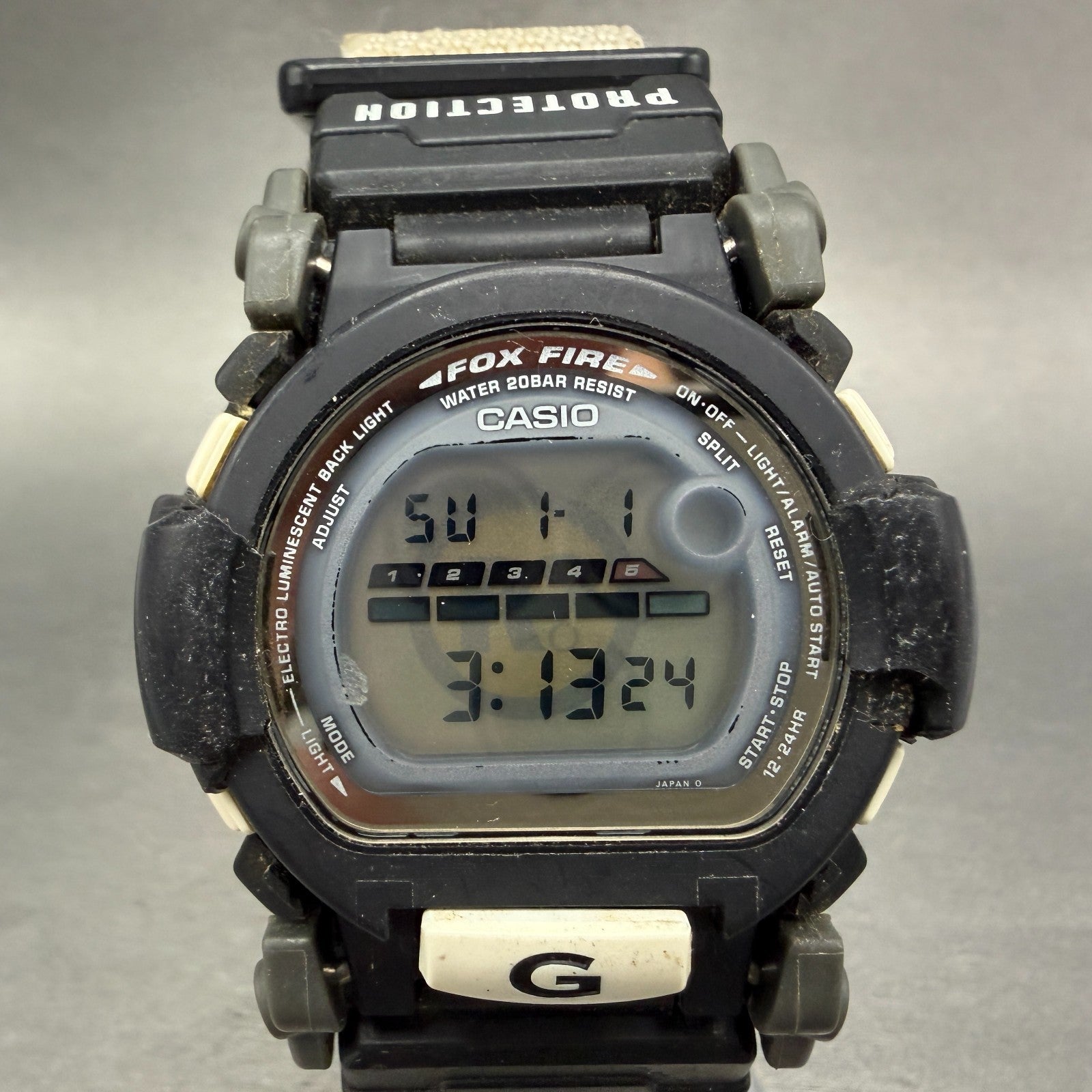 Casio G-Shock DW-002 Watch Men 48mm Digital Black White Round Fox Fire New Batt0
