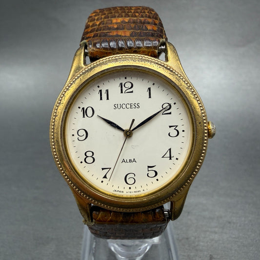 Seiko Alba Success Watch Men 31mm White Dial Gold Tone V721-6010 New Battery0