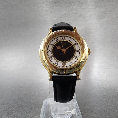 Seiko Age Of Discovery Watch Women 26mm Black Dial Gold Tone Date Round New Batt5