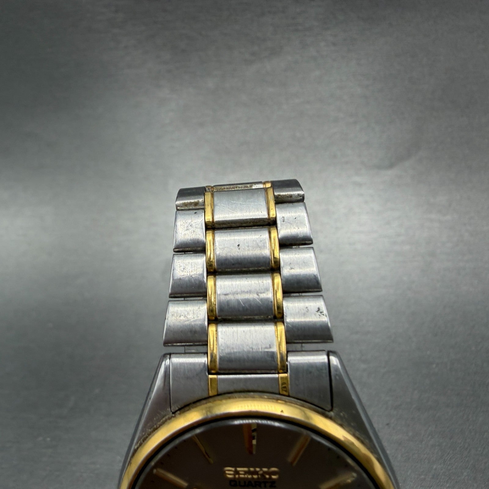 Seiko Watch Men 35mm Gray Dial Two Tone Daydate Round 7N43-7A59 New Battery ABC4