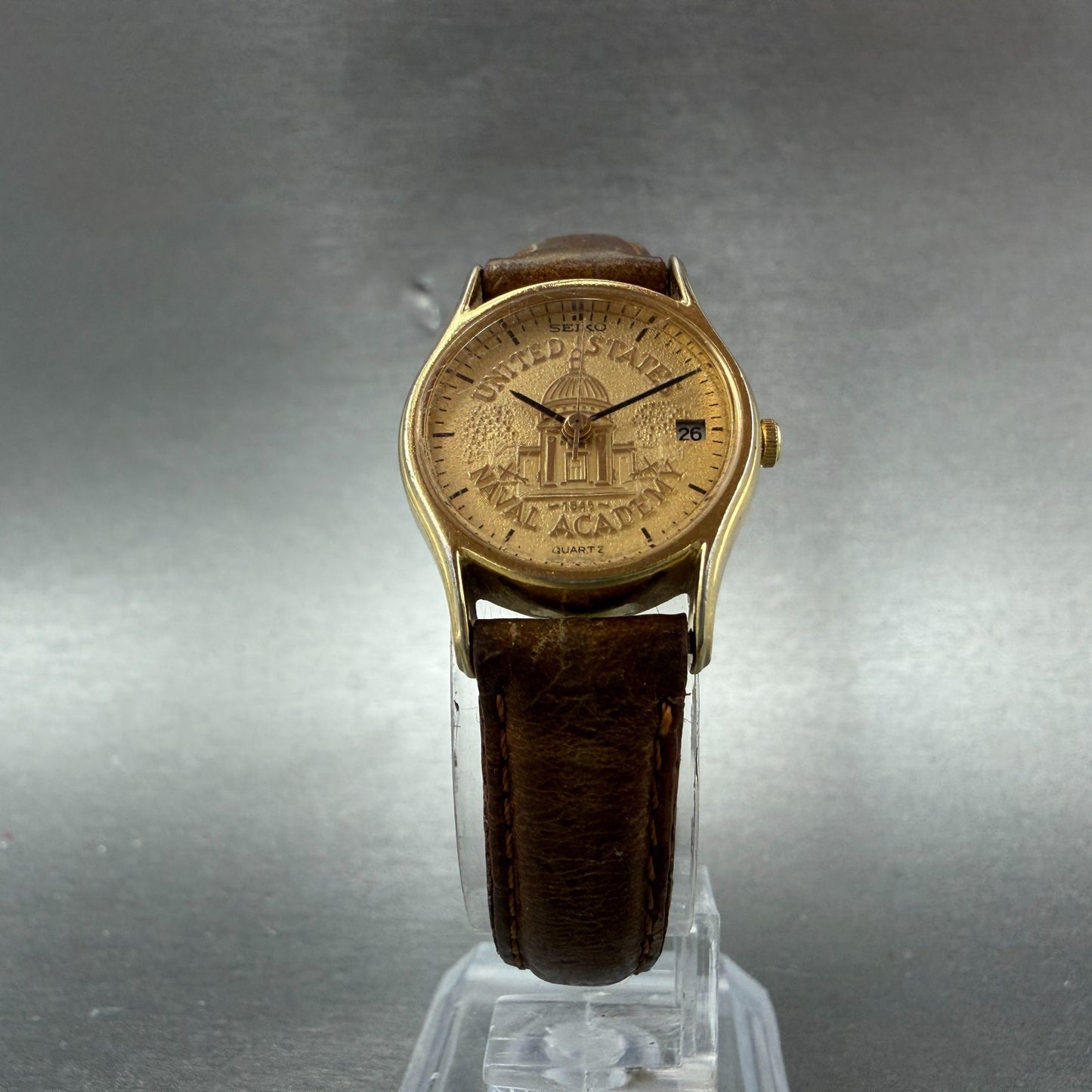 Seiko Watch Women 22mm Champagne Dial Gold Tone Round Date 3Y02-0119 New Battery5