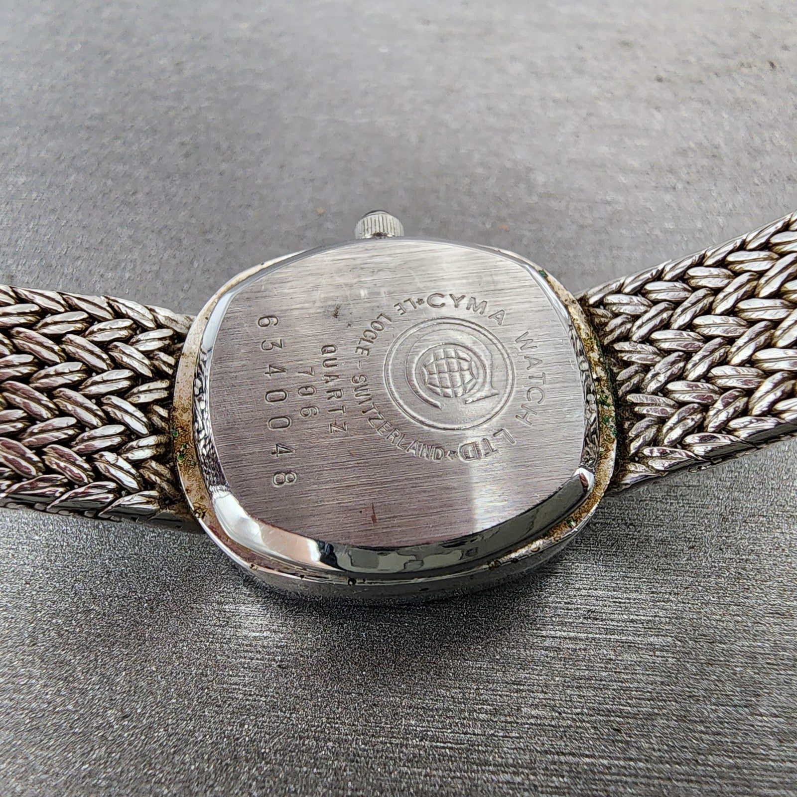 Cyma Watch Women 21mm Silver Dial Silver Tone Rectangle 706 New Battery ABC1239