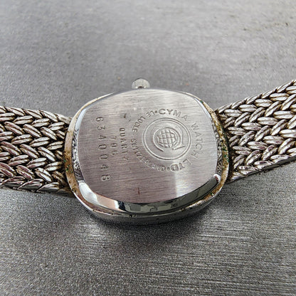 Cyma Watch Women 21mm Silver Dial Silver Tone Rectangle 706 New Battery ABC1239