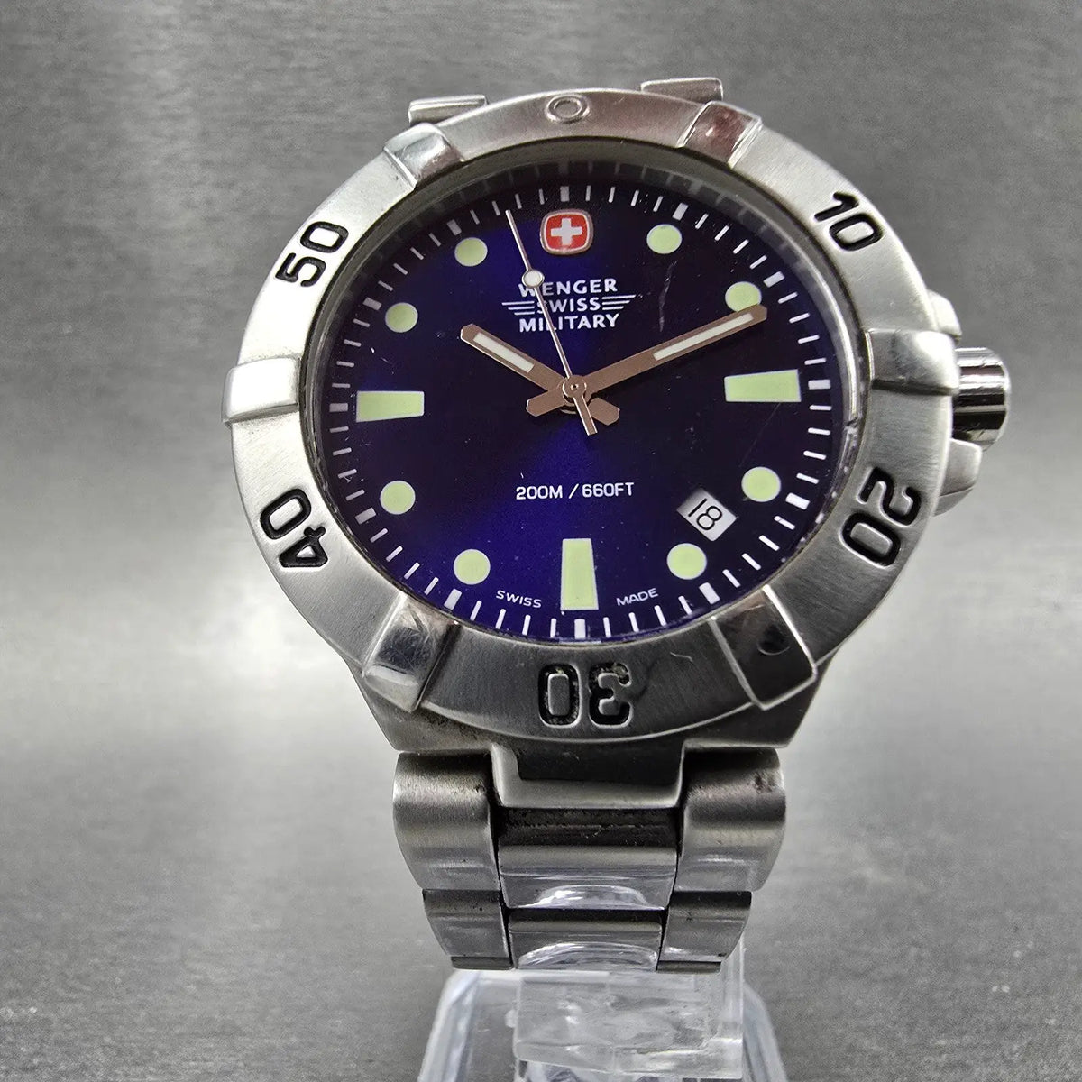 Wenger Swiss Military SeaForce Dive Watch Men 40mm Blue Dial Steel 79178 PARTS6