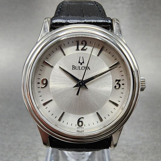 Bulova Watch Women 30mm Silver Dial Silver Tone Round 96T58 New Battery0